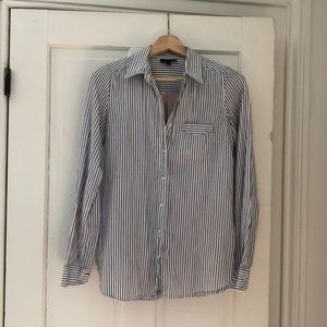 Topshop blue/white striped button up